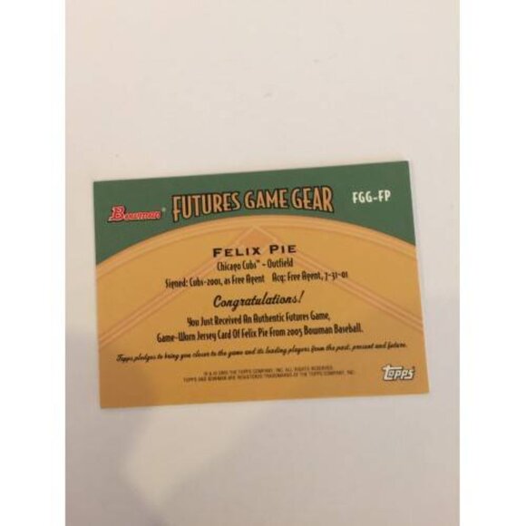 2005 Bowman - Futures Game Gear Felix Pie Chicago Cubs #FGG-FP (036) - Picture 2 of 2